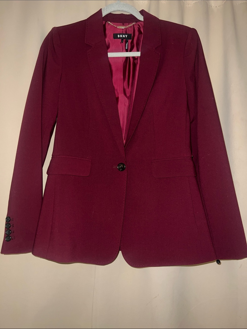 DKNY Women's Wine Single-Button Tailored Blazer